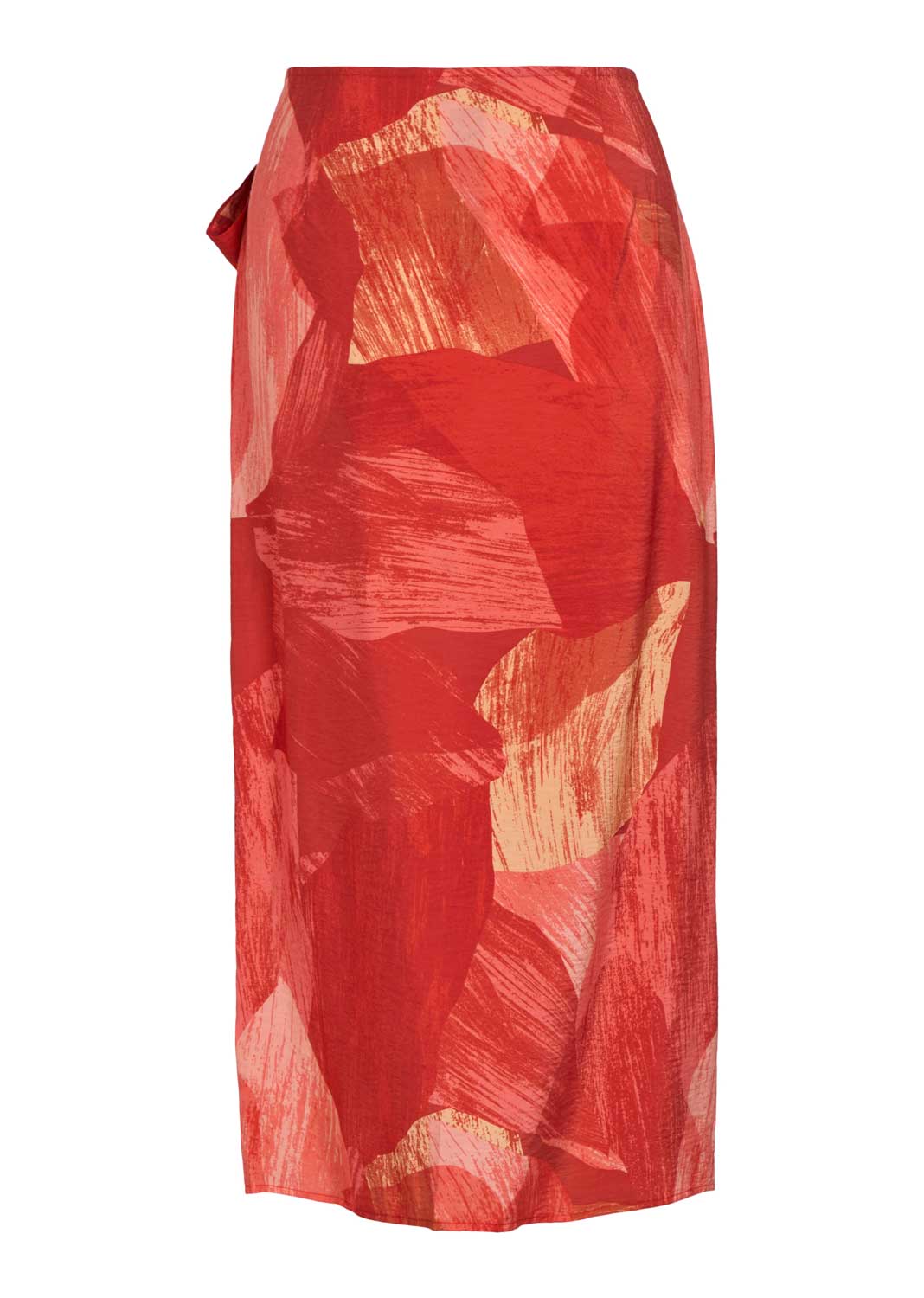 Aurora Abstract Wrap Skirt in Red