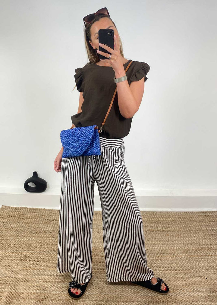 Bella Straw Clutch in Blue