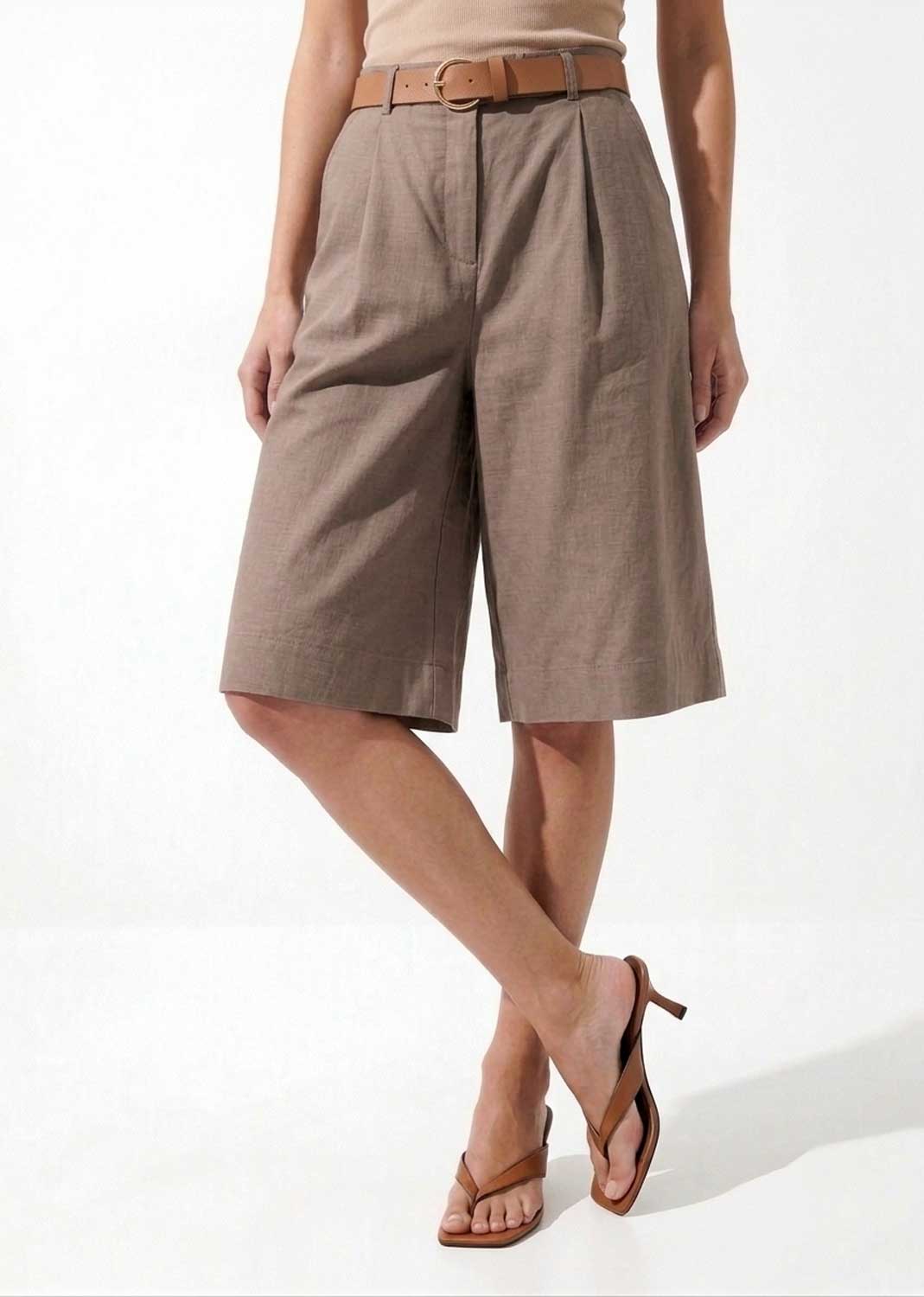 taupe bermuda shorts 

