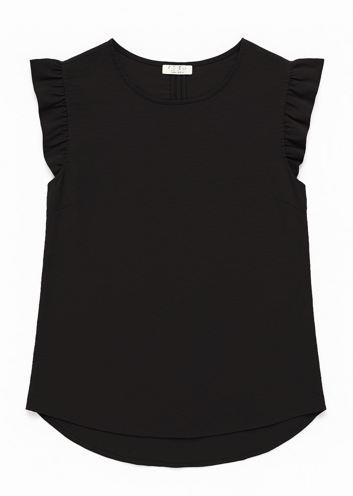Black Button Back Top