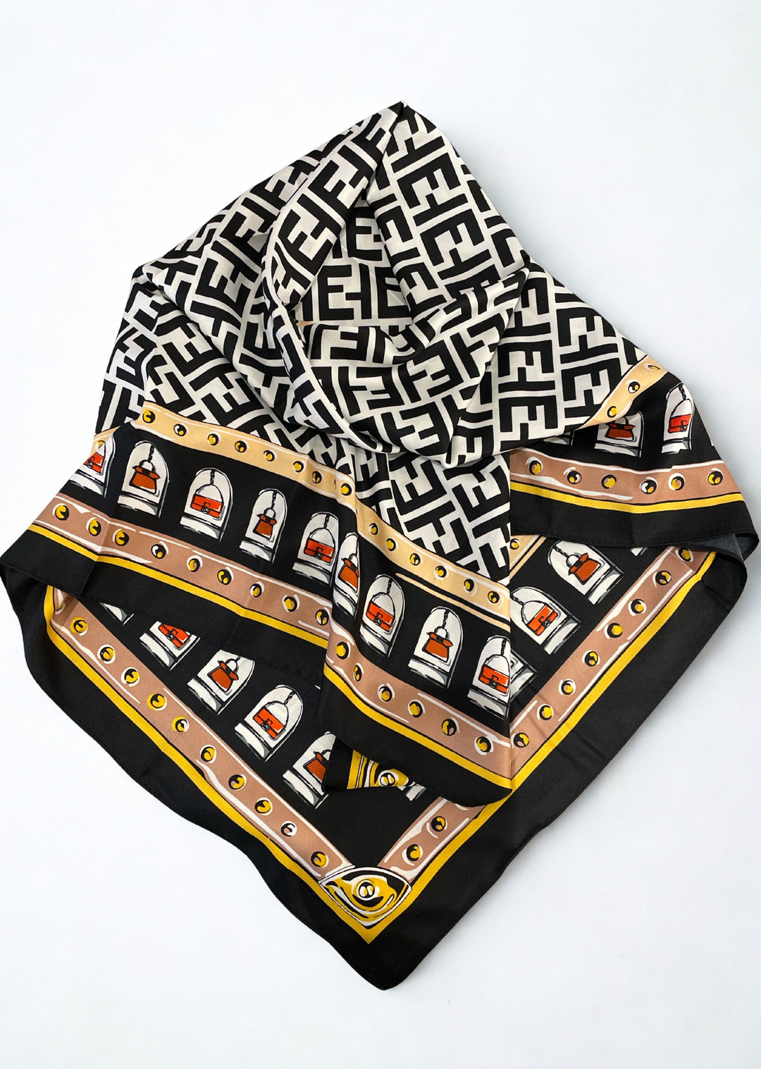Black Printed Satin Scarf