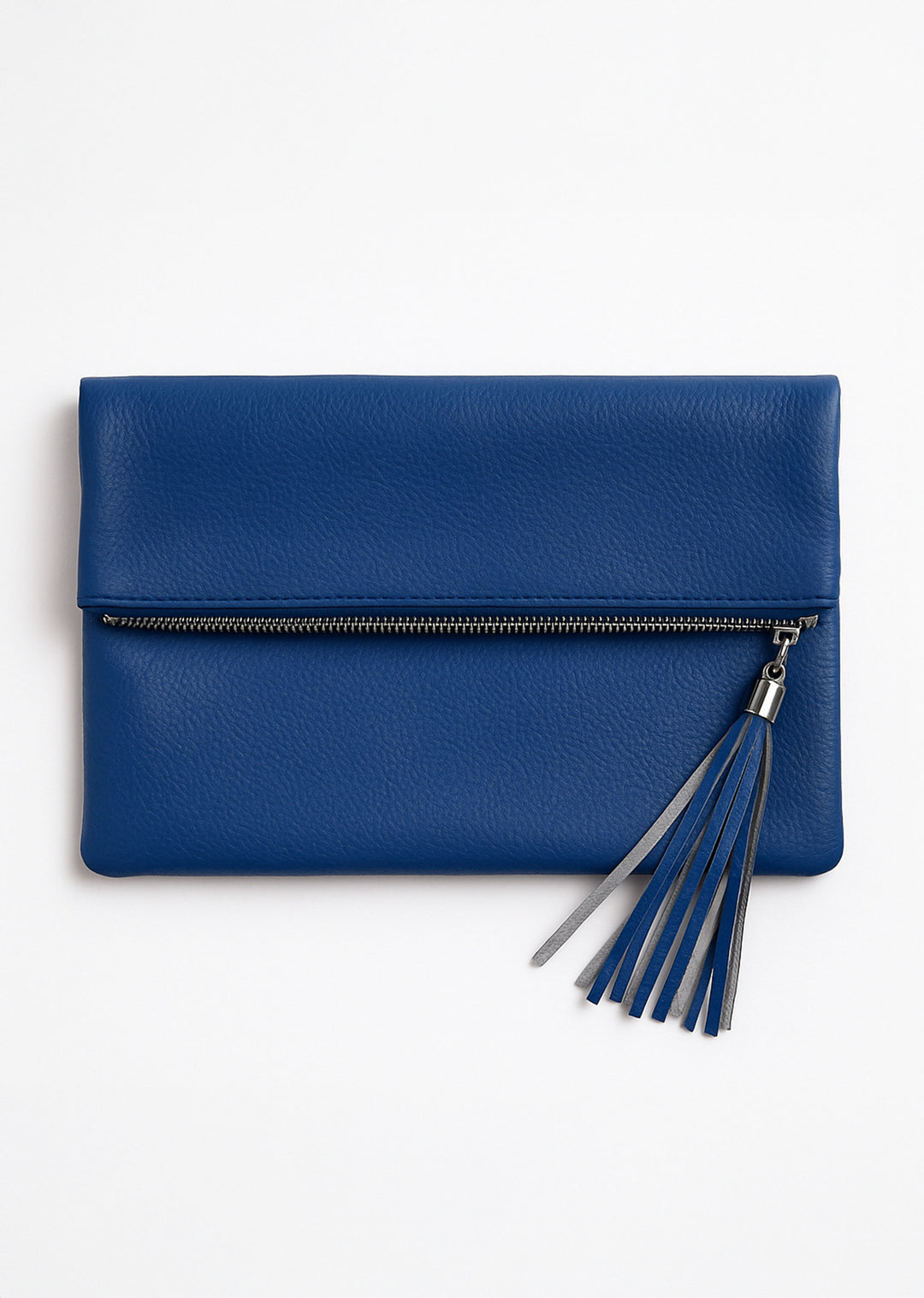 Blue Leather Clutch Bag