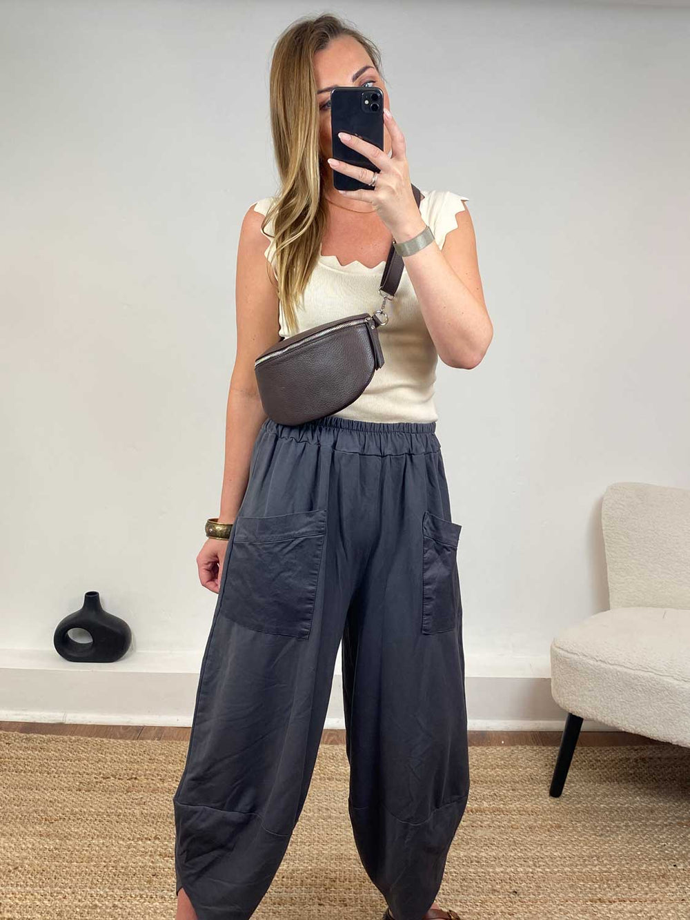 Leather Sling Bag  Brown