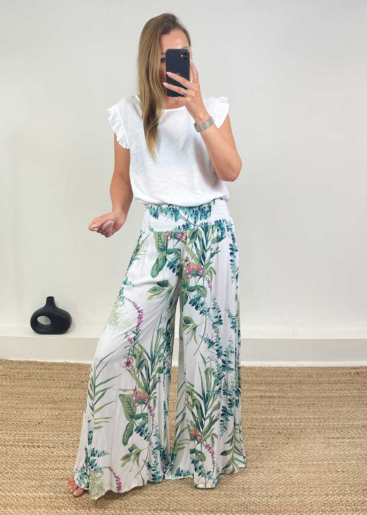Eucalyptus Palazzo Pants in White