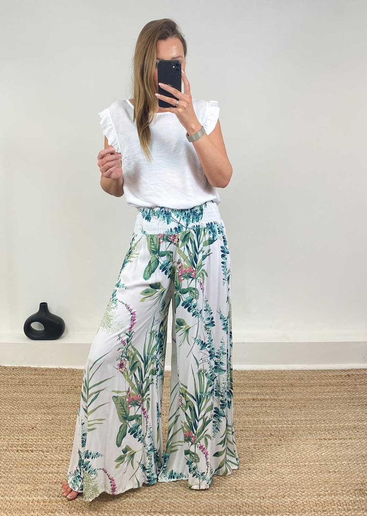 Eucalyptus Palazzo Pants in White