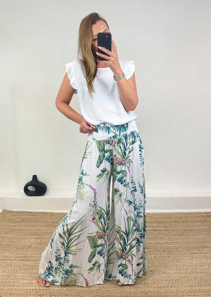 Eucalyptus Palazzo Pants in White