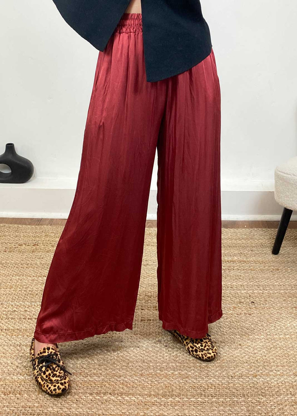 Silky Red Wide Leg pants 