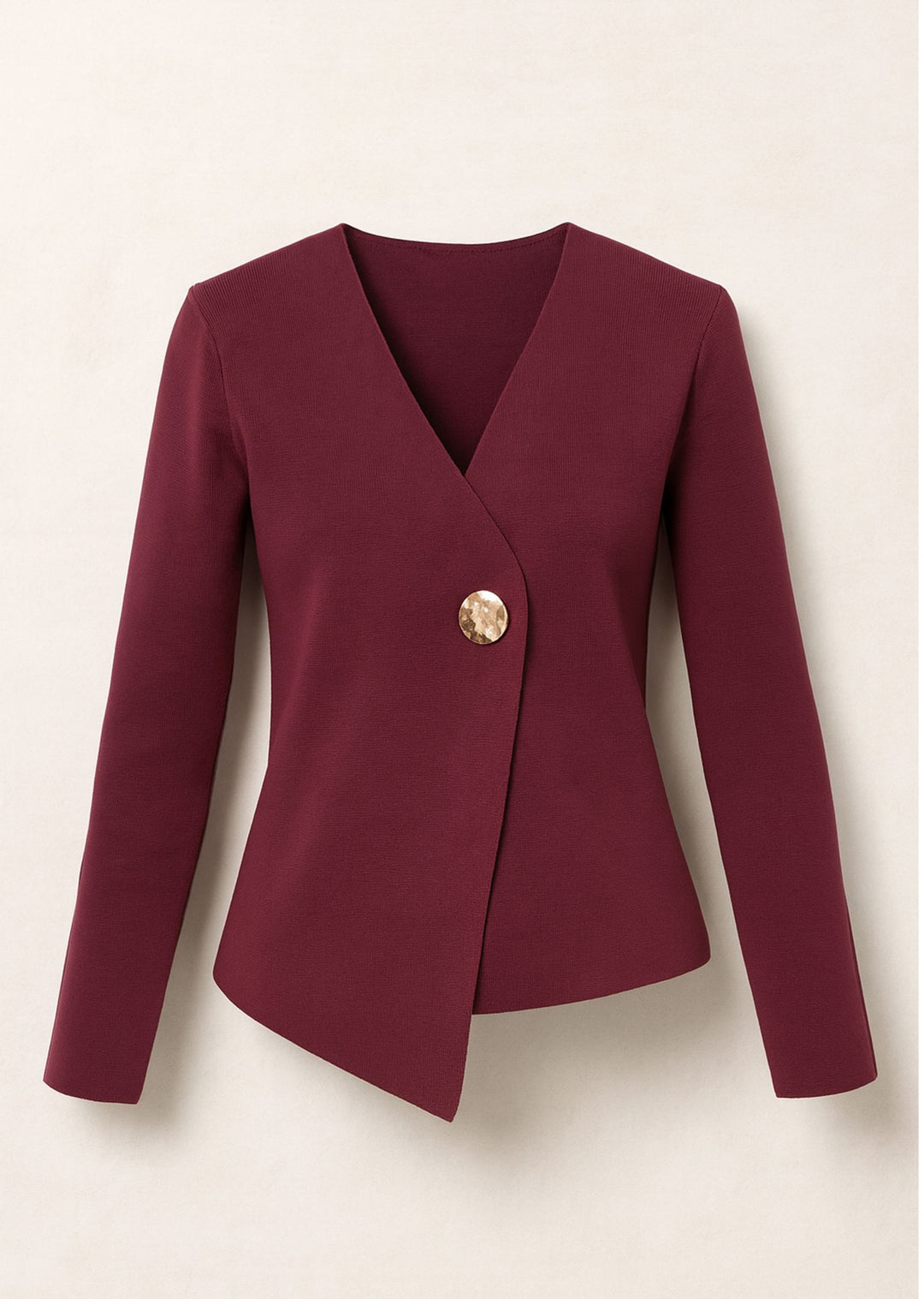 Burgundy Cardigan with Gold Button 