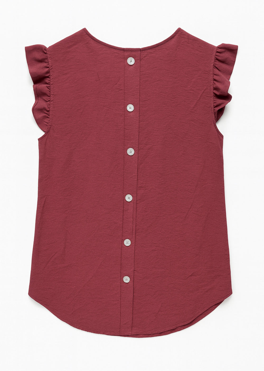 Wine Red Button Back Top