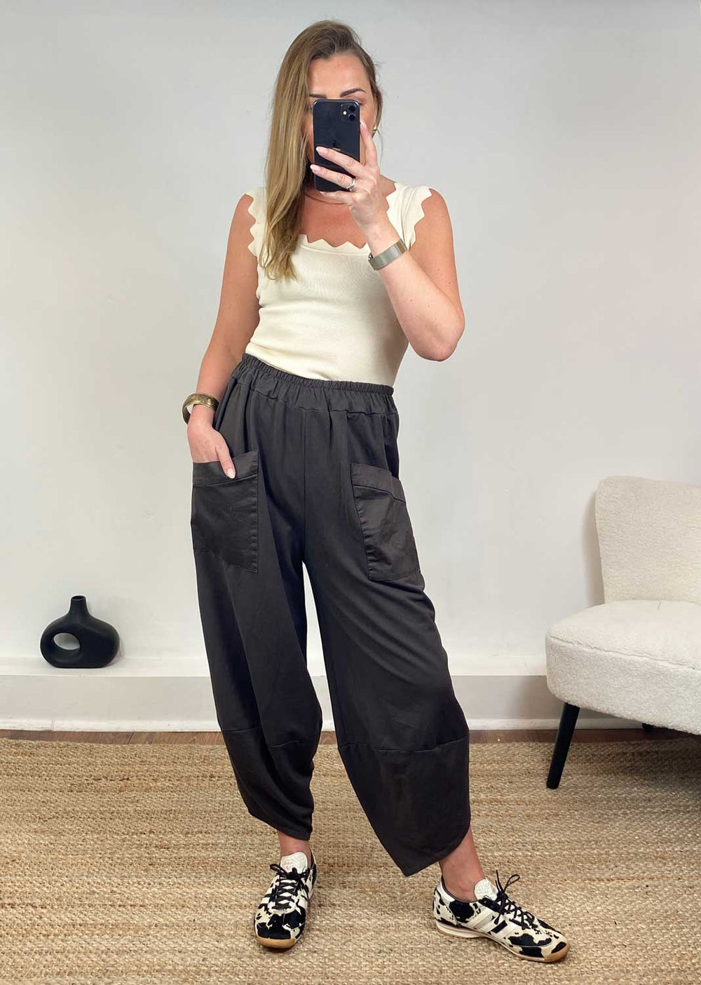 Brown Barrel Pants