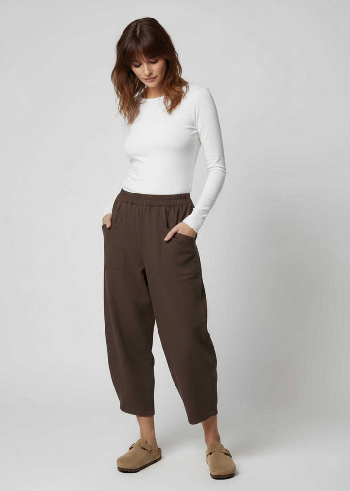 Buxton Jersey Barrel Pocket Pants  Brown
