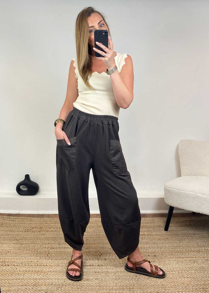 Brown Barrel Pants