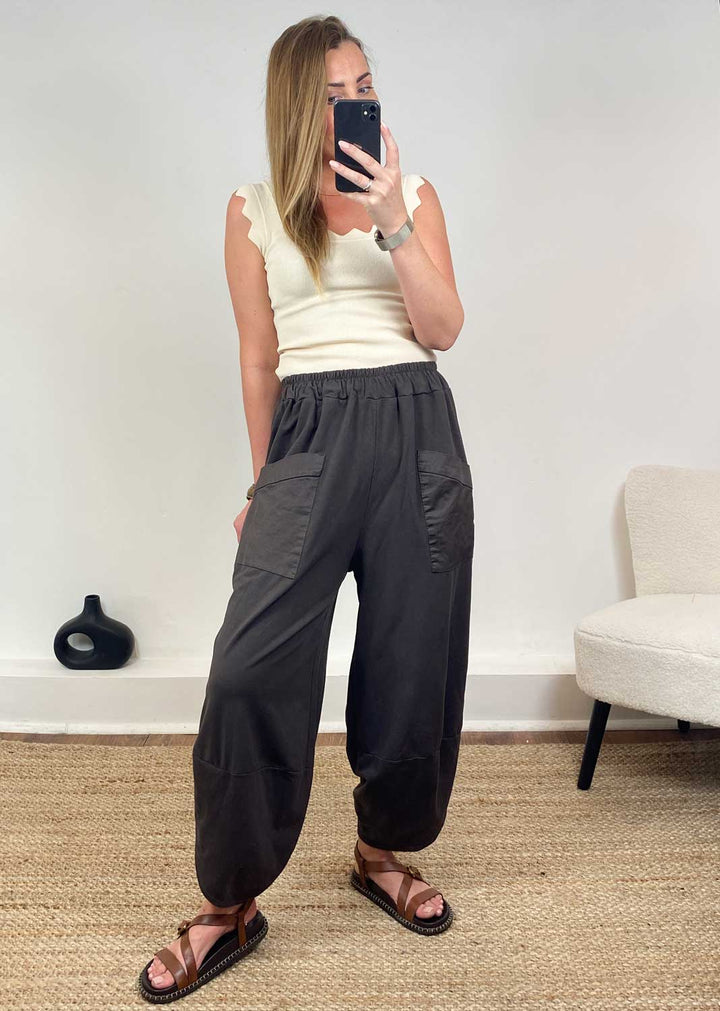 Buxton Jersey Barrel Pocket Pants  Brown