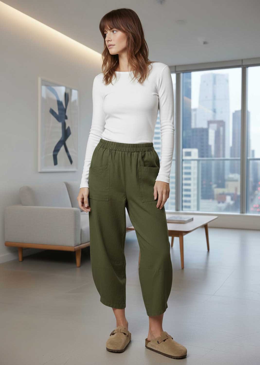 jersey barrel pants khaki 