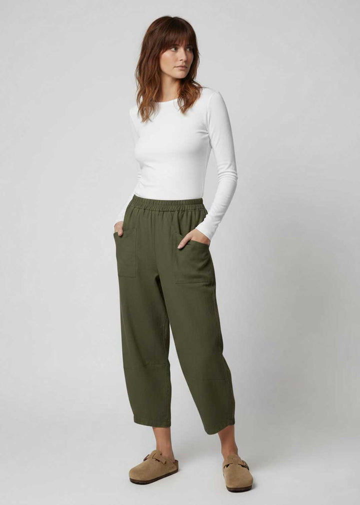 Buxton Jersey Barrel Pocket Pants in Khaki