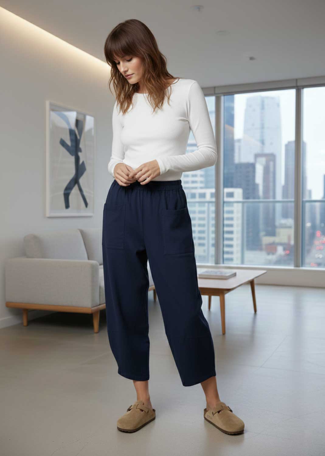 jersey barrel pants navy 
