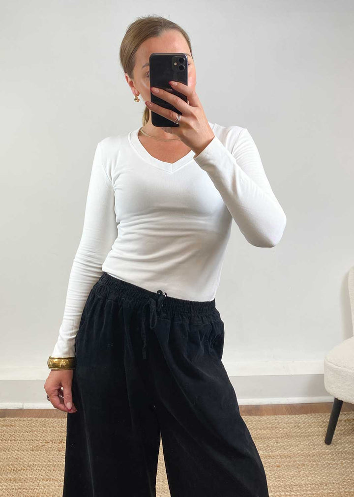 Cara V Neck Top White