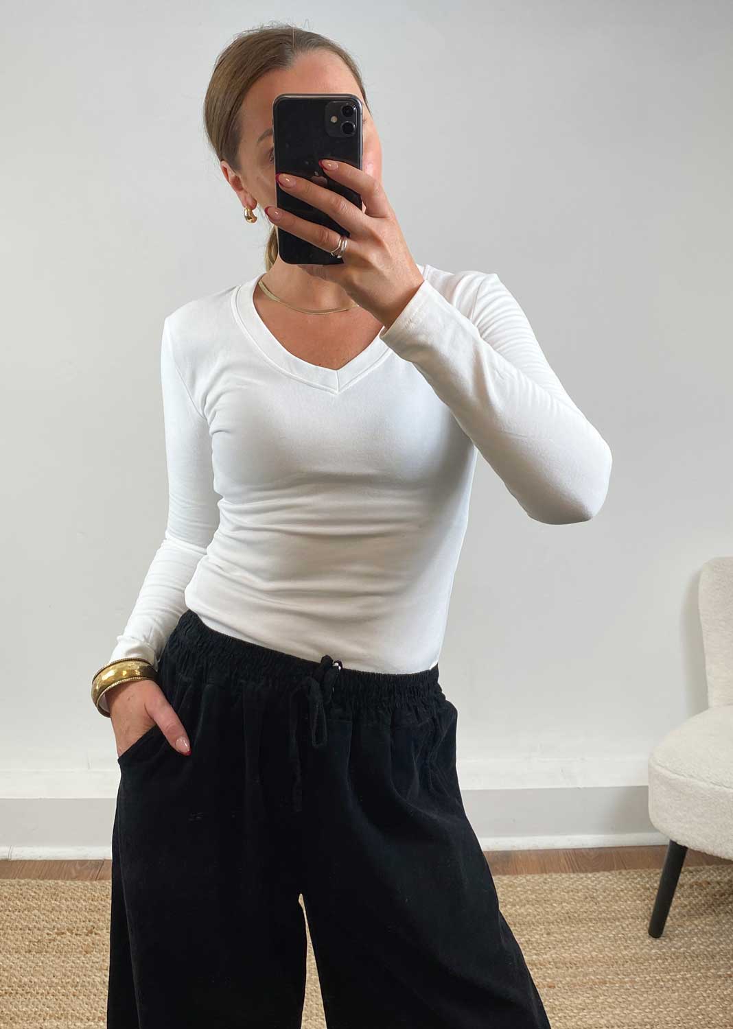 Cara V Neck Top White