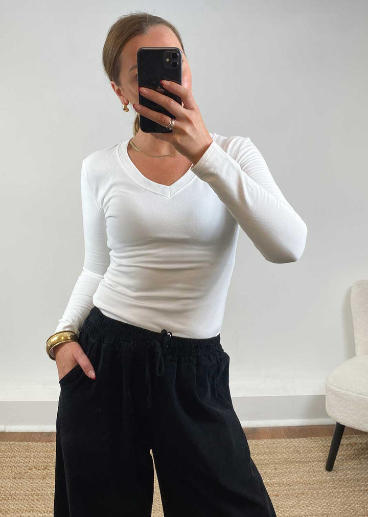 Cara V Neck Top White