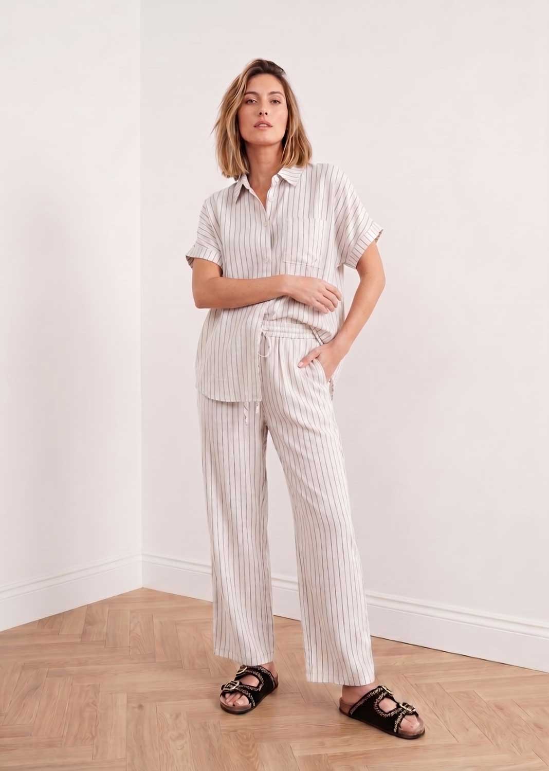Cecilia White Stripe Co-ord Set