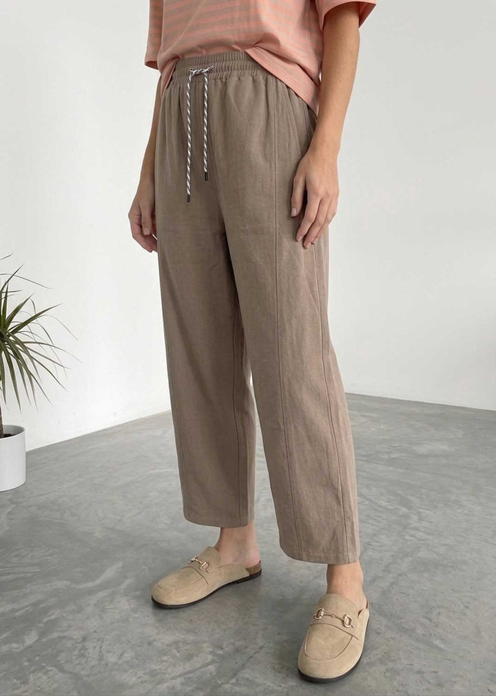 Charlotte Taupe Barrel Leg Pants