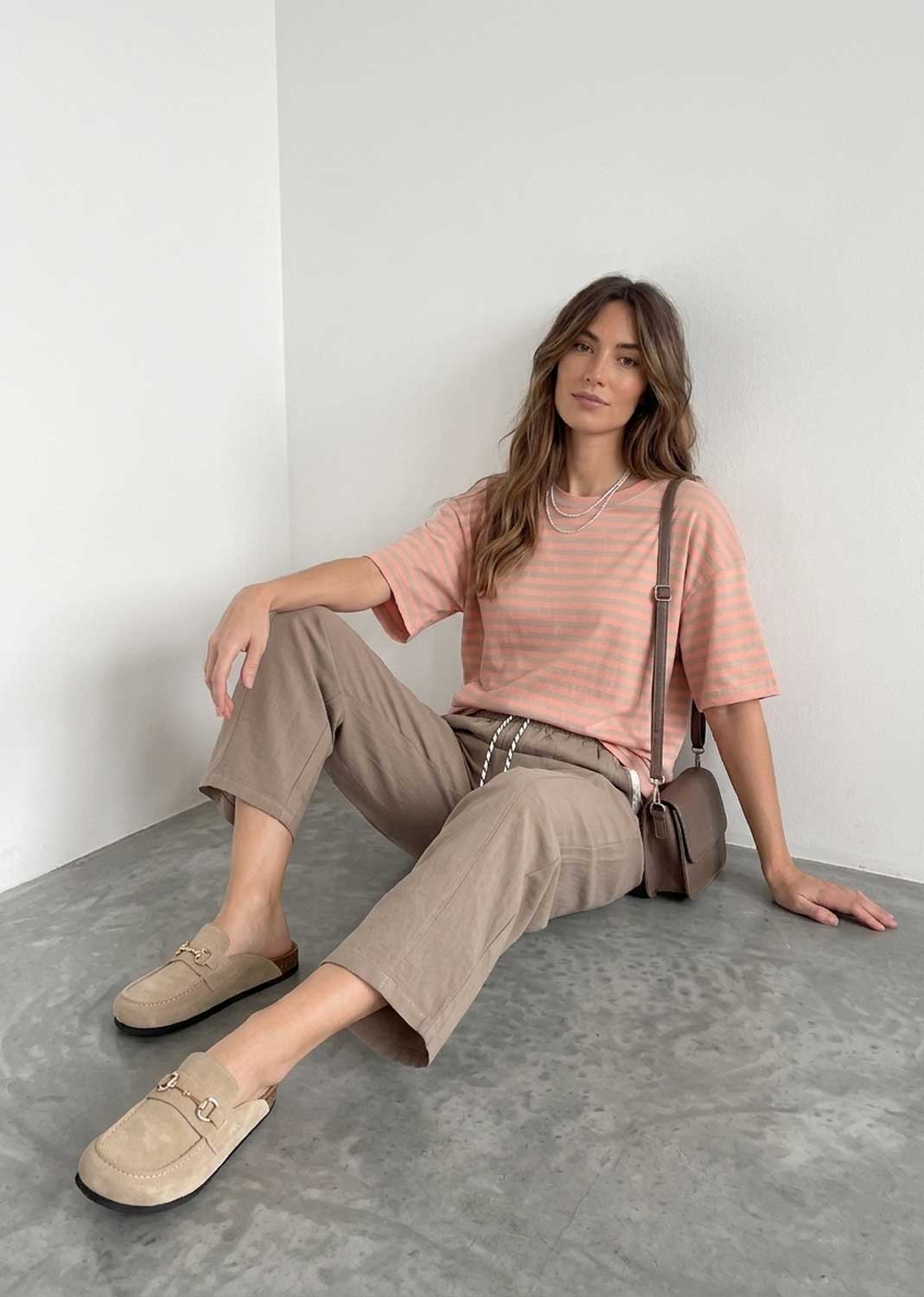 Charlotte Taupe Barrel Leg Pants
