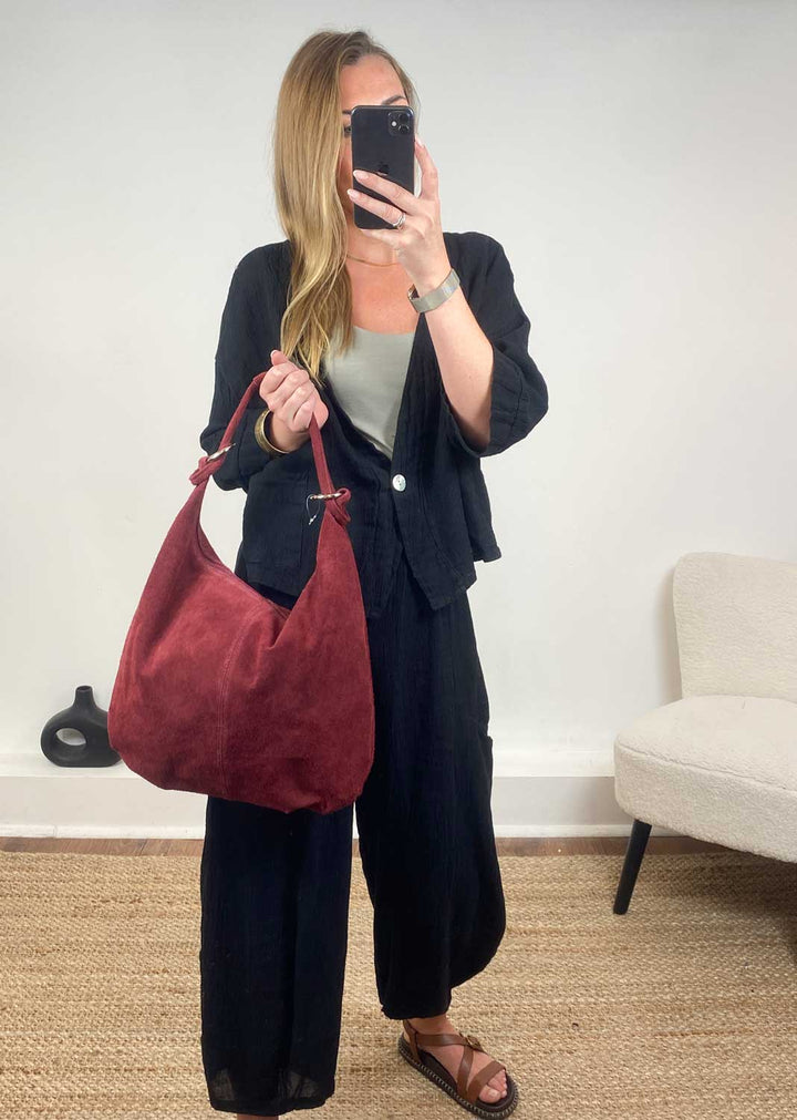 Cisco Suede Bag  Burgundy