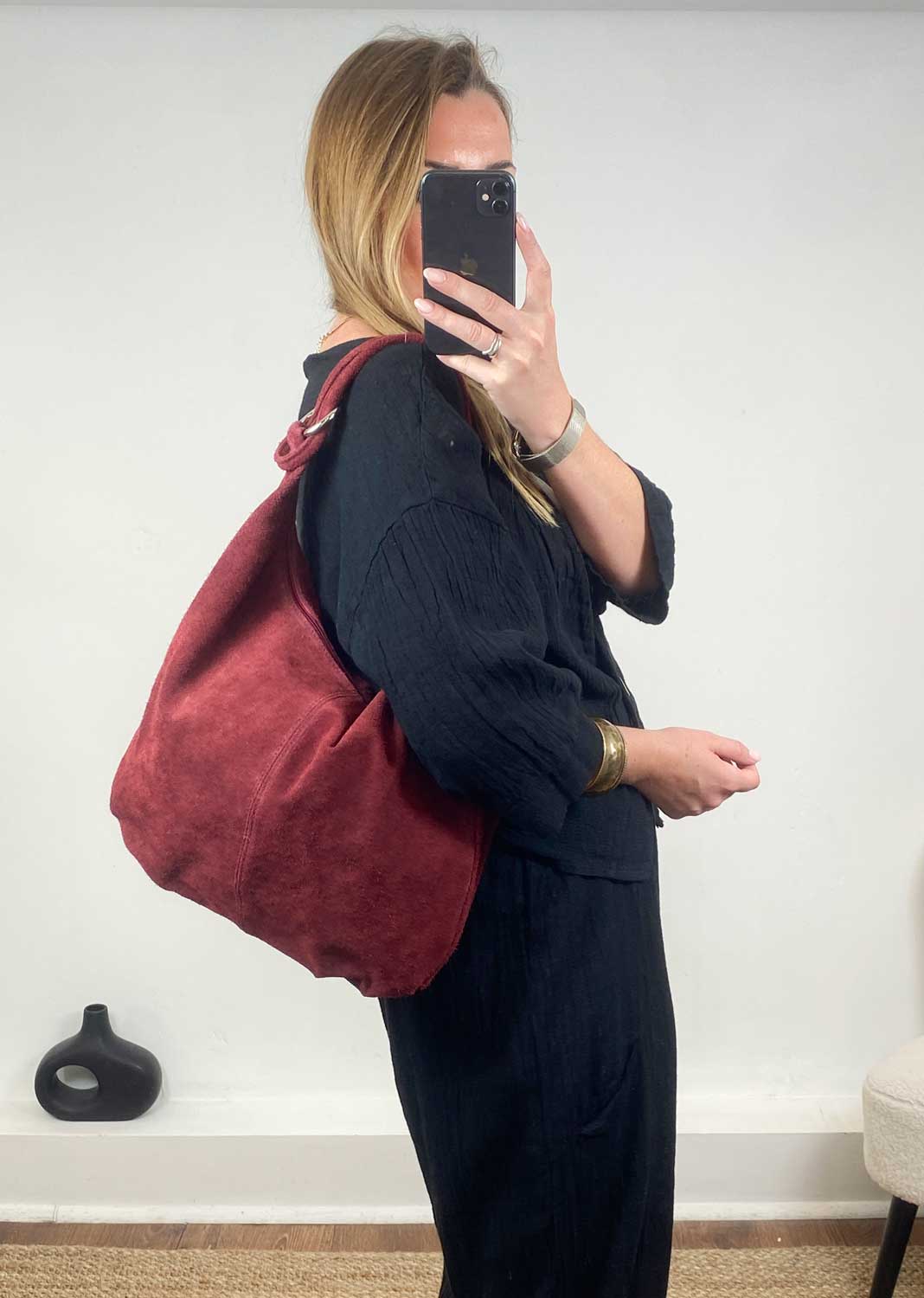 Cisco Suede Bag  Burgundy