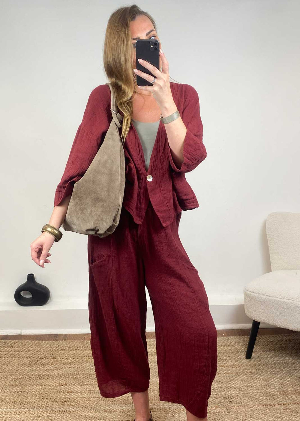 Taupe Suede Bag 