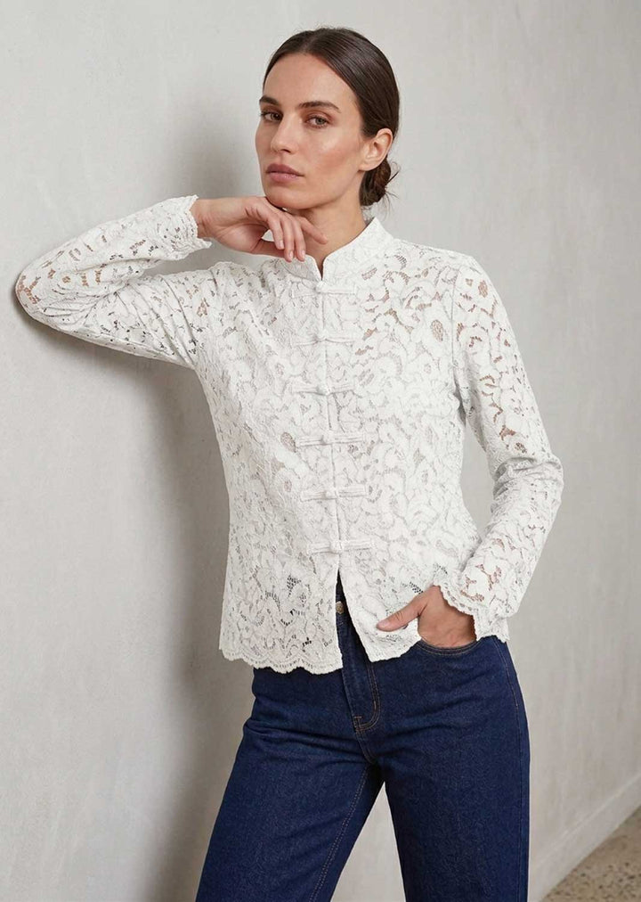 Clara Lace Mandarin Blouse