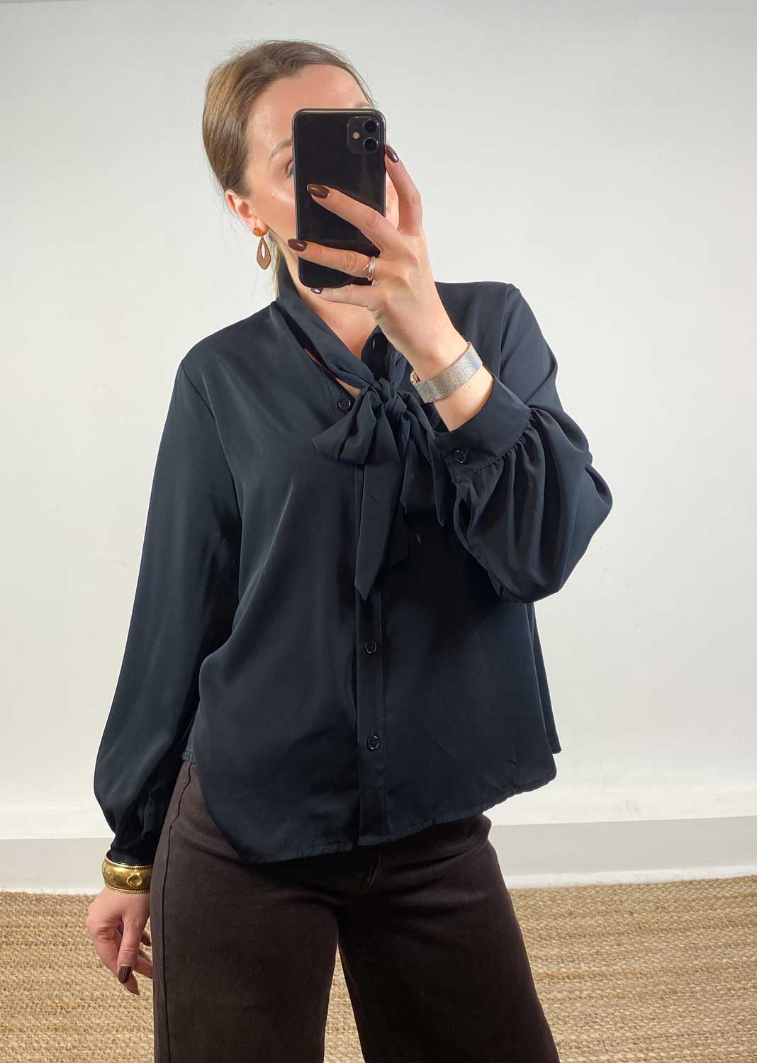 Pussy Bow Blouse Black