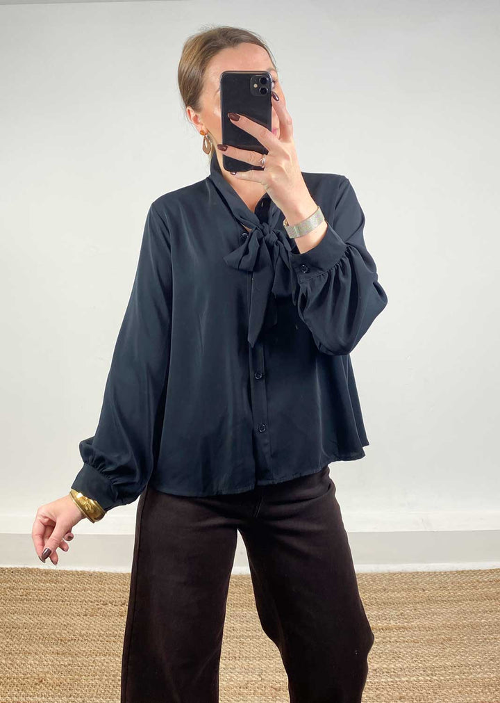 Pussy Bow Blouse Black