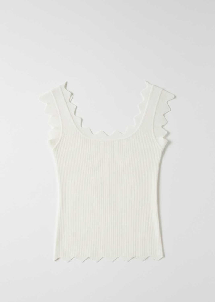 Kyla Zig Zag Trim Vest Ivory