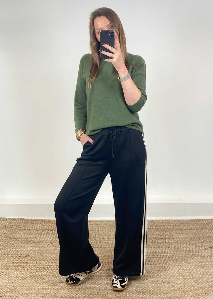 Cory Side Stripe Track Pants Black