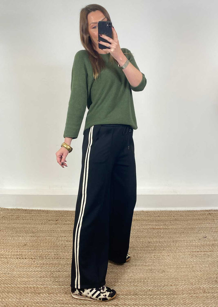 Cory Side Stripe Track Pants Black