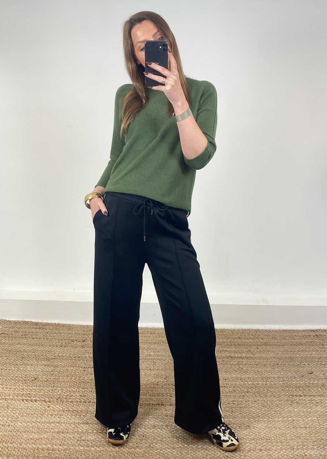 Cory Side Stripe Track Pants Black