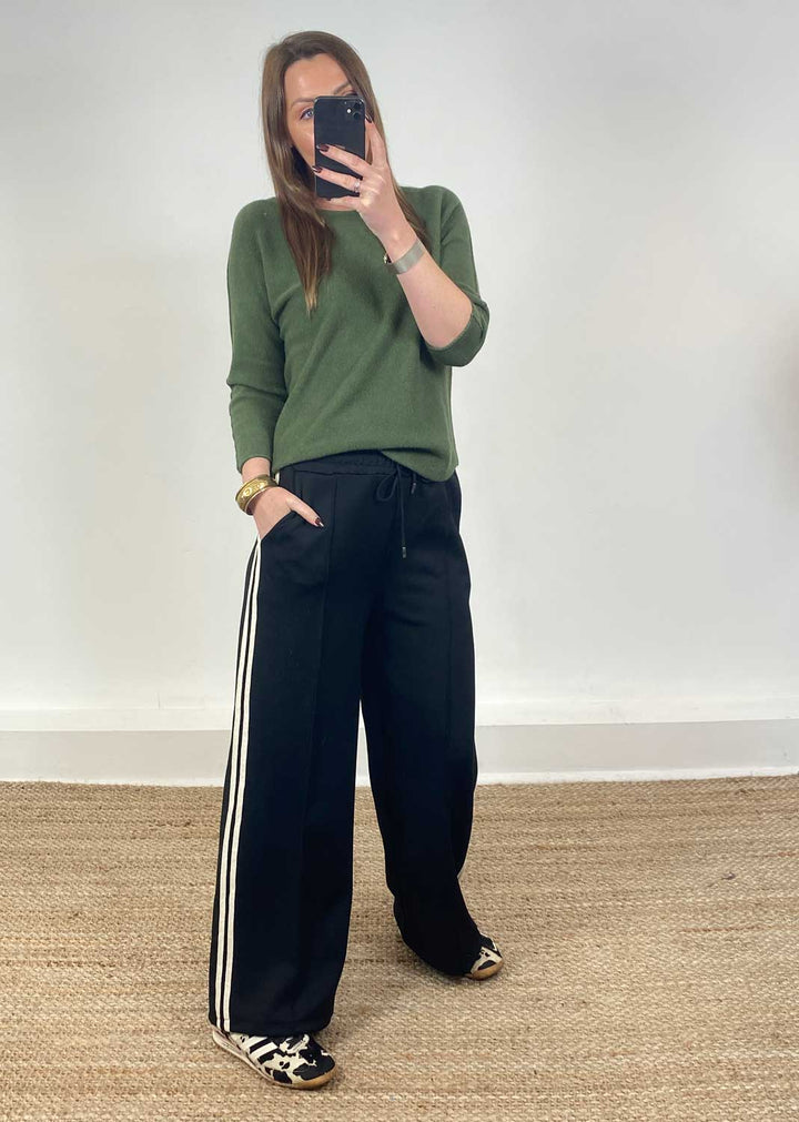 Cory Side Stripe Track Pants Black