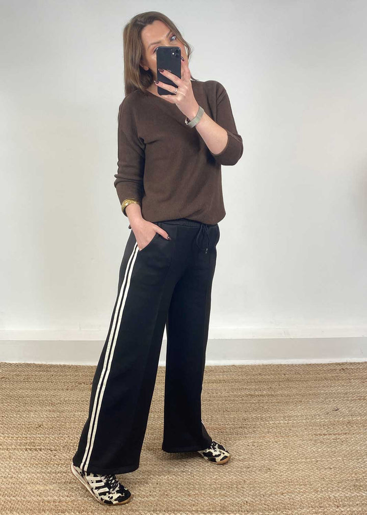 Cory Side Stripe Track Pants Brown