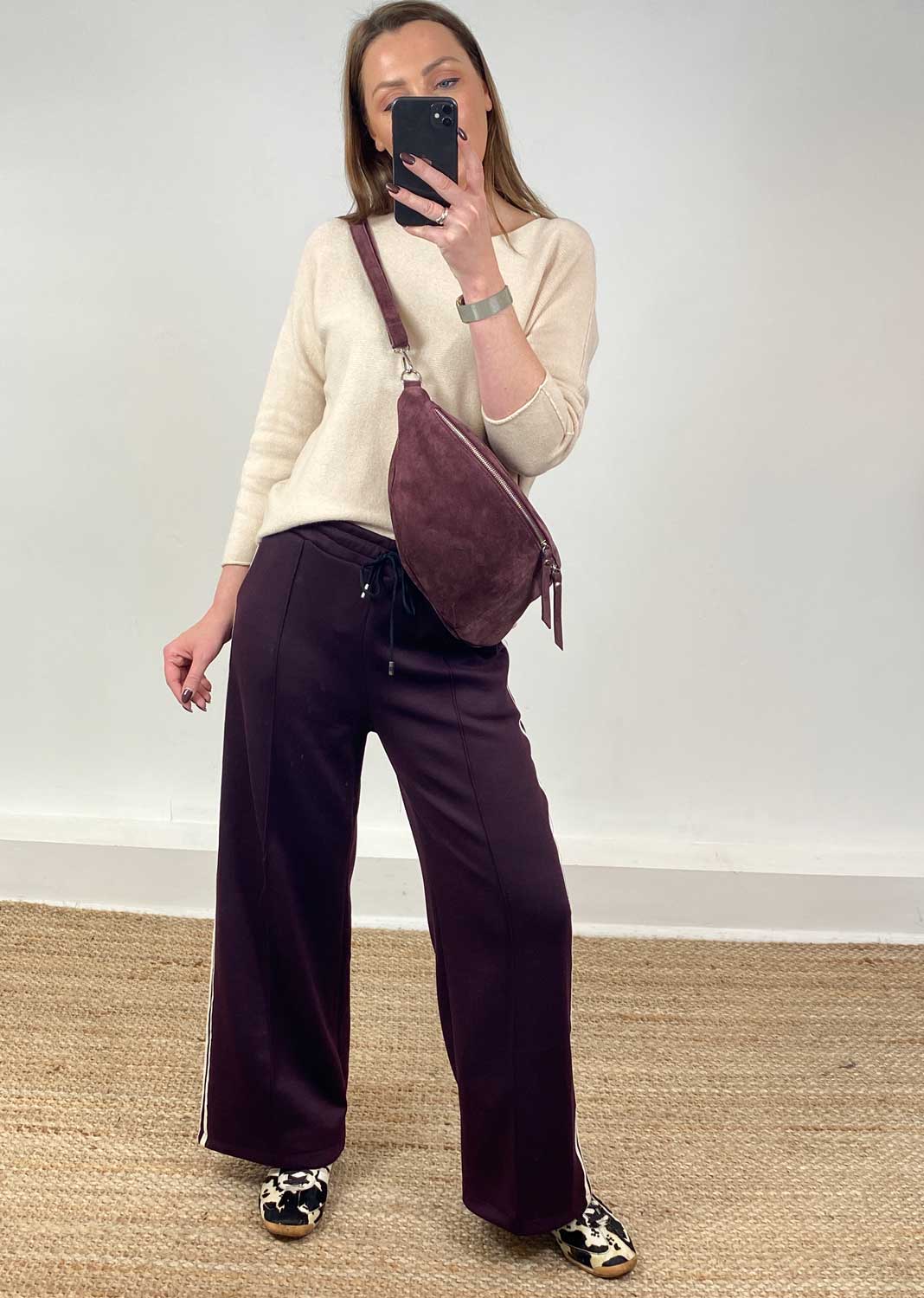 Cory Side Stripe Track Pants Plum