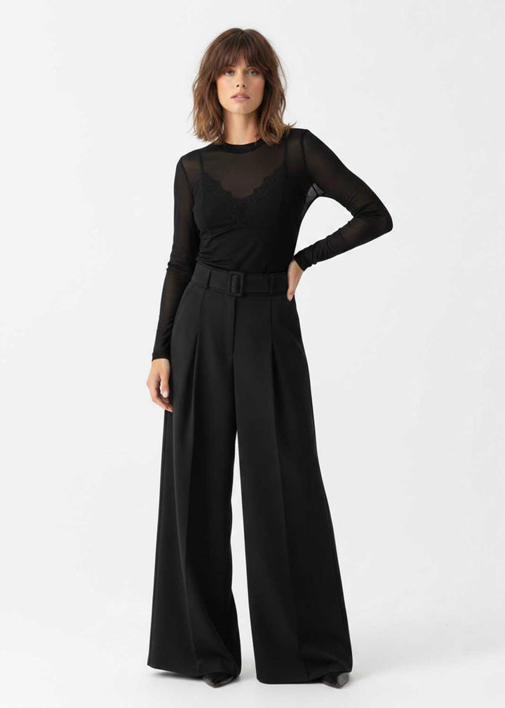 Cove Lace Slip Sheer Top Black