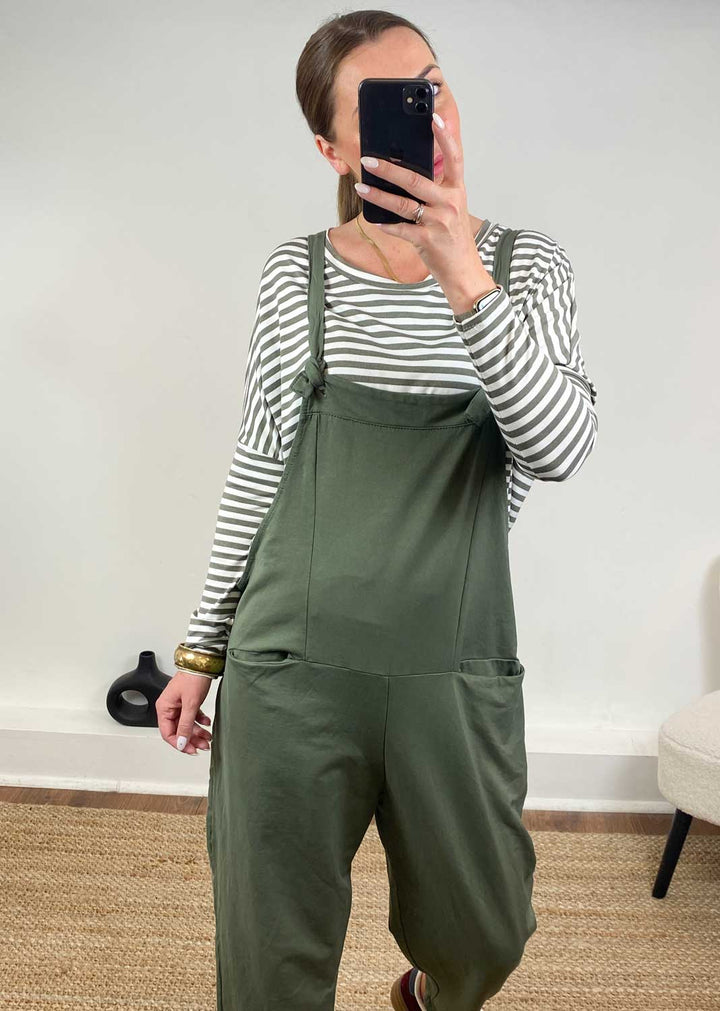 Cressida Jersey Dungarees  Khaki