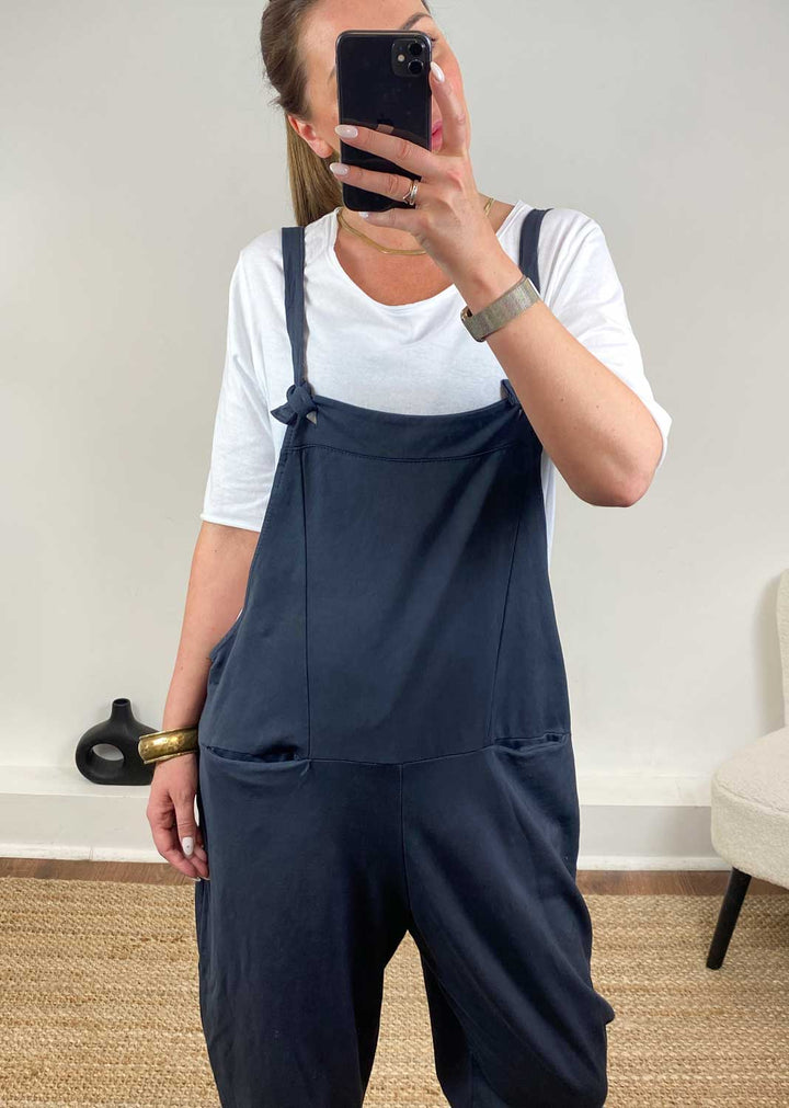 Cressida Jersey Dungarees  Slate Grey