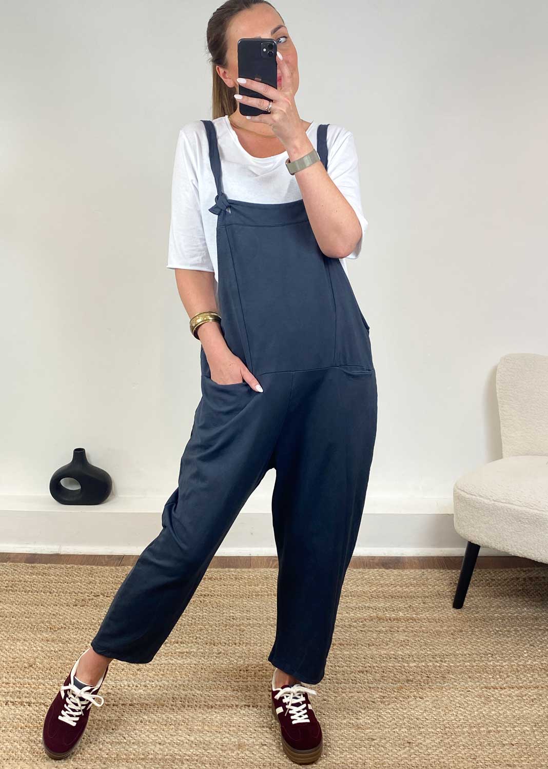 Cressida Jersey Dungarees  Slate Grey
