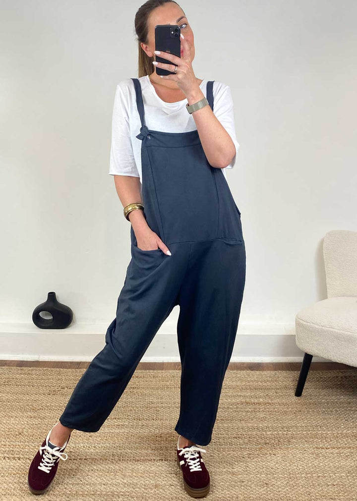Cressida Jersey Dungarees  Slate Grey