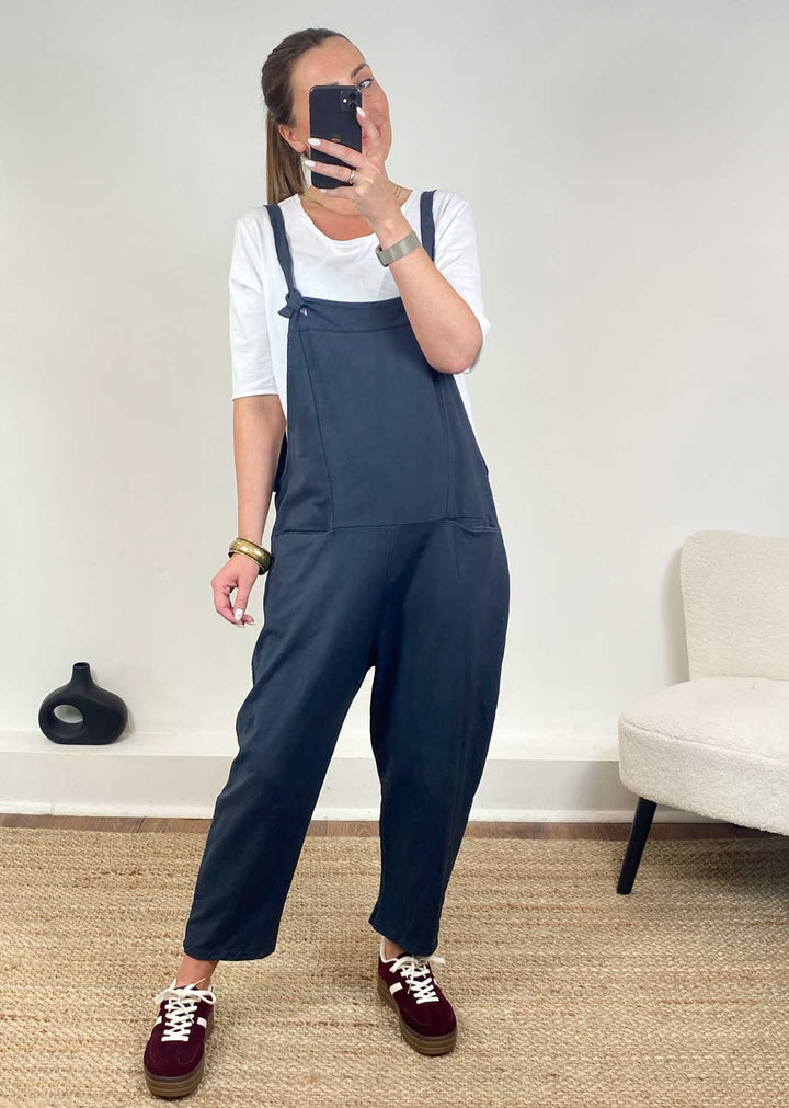 Cressida Jersey Dungarees  Slate Grey