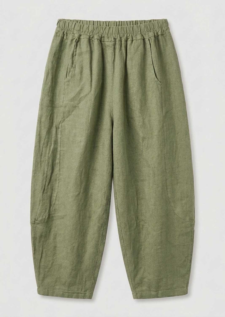 Darley Khaki Linen Barrel Pants
