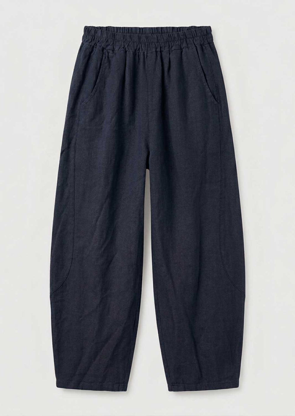 dary navy linen barrel pants