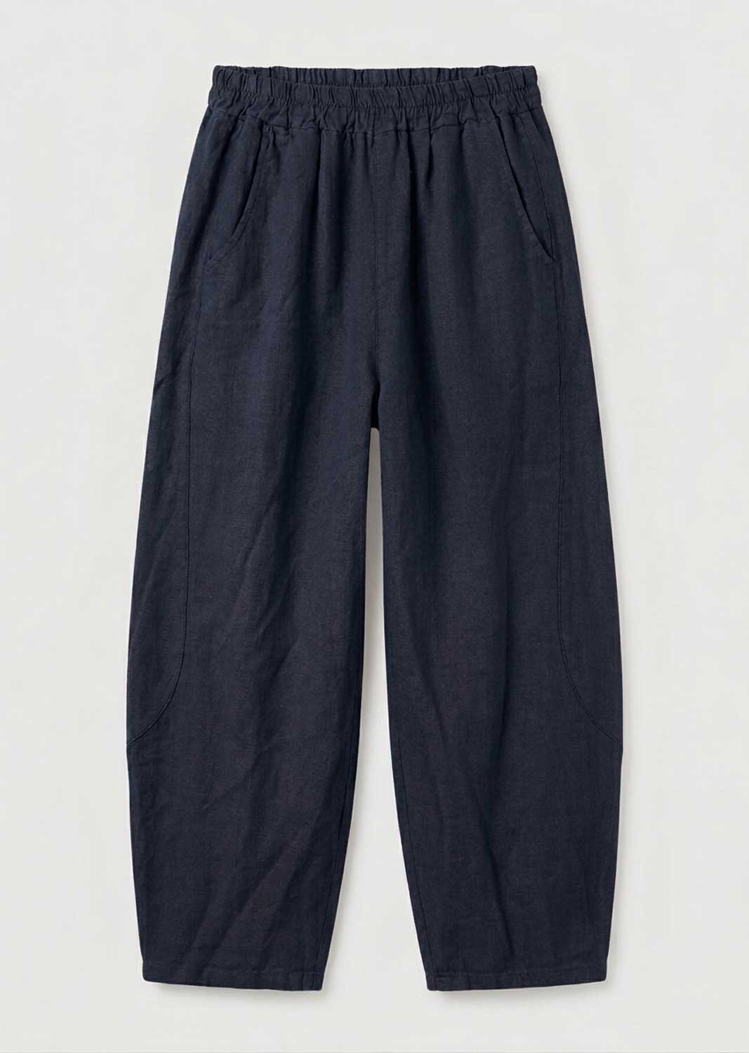 dary navy linen barrel pants