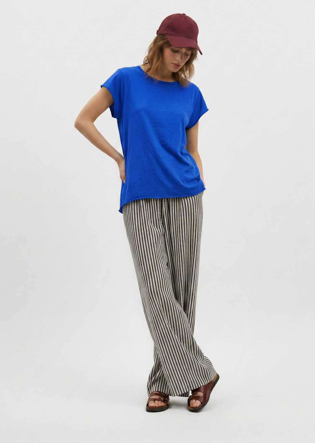 Davina Raw Edge T-Shirt Royal Blue