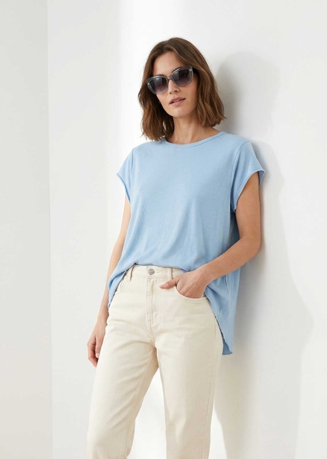 Davina Pale Blue Relaxed Fit T-Shirt